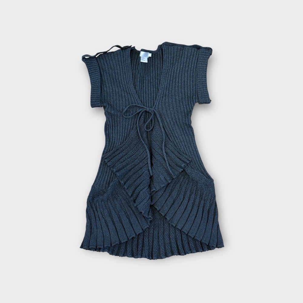 Y2K Adore Navy Blue Ribbed Knit Cardigan XL